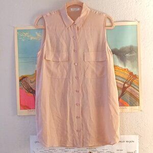 Equipment Femme 100% Silk Light Pink Button Up Sleeveless Blouse Size Small